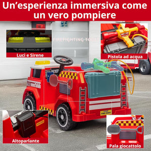 Macchina Elettrica per Bambini Camion dei Pompieri Telecomandato 12V 7,5Ah Rosso