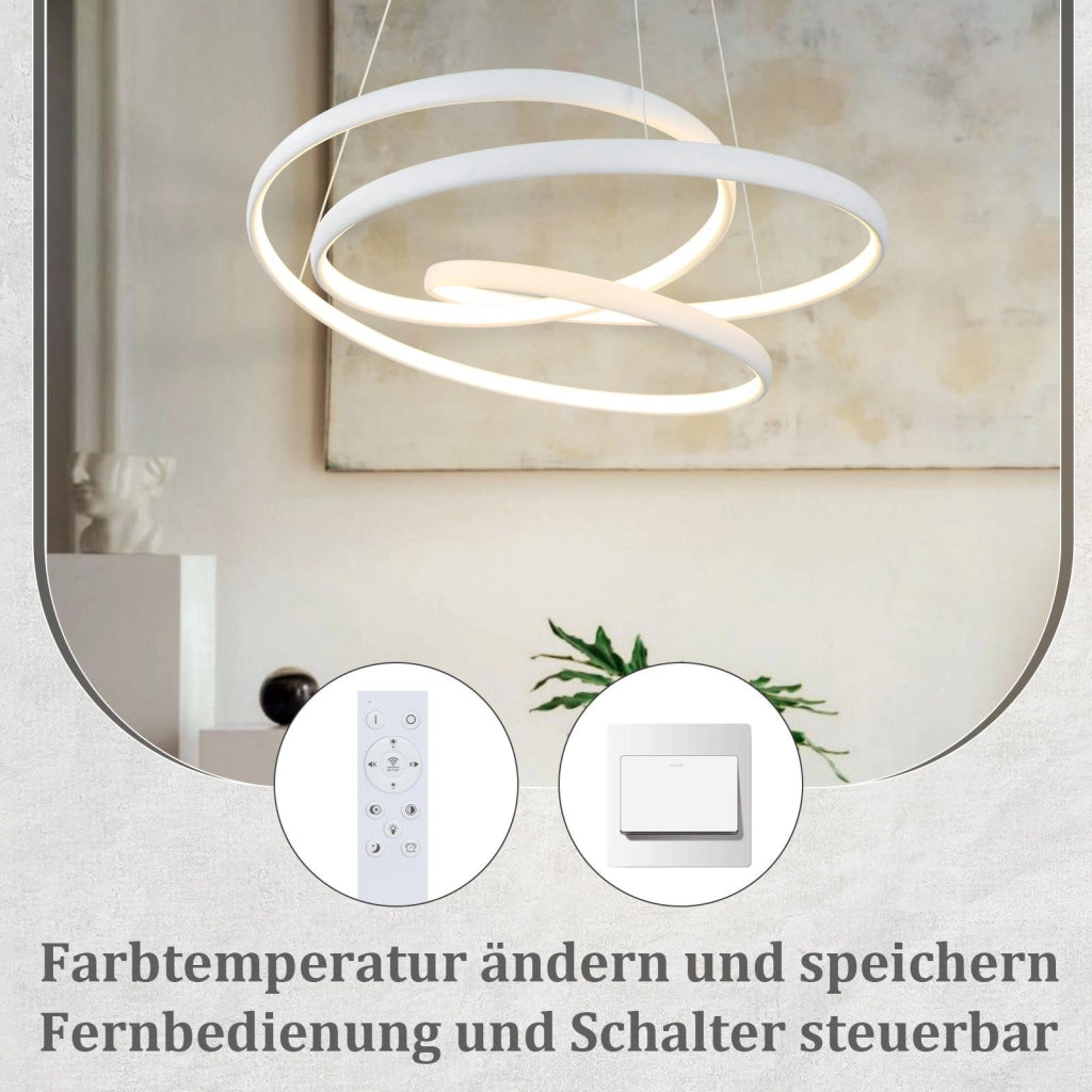 Lampada a sospensione ZMH LED dimmerabile bianca 150 cm 55 W per tavolo da pranzo e soggiorno