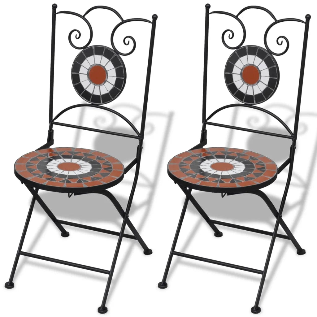 Set da Bistrot 3 pz Piastrelle di Ceramica Terracotta e Bianco cod mxl 49916