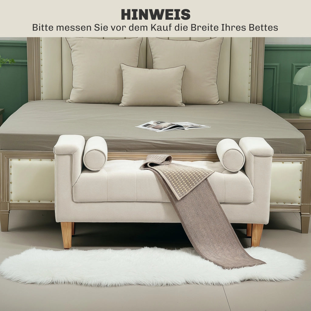 Divano 2 posti in velluto ¨C zephmum ¨C 115x44x58 cm, color crema