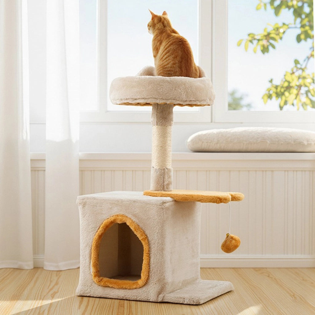 Albero per gatti da interno carino torretta con piattaforma in peluche, Albero centro attivit¨¤ per animali domestici-Alberi Tiragraffi