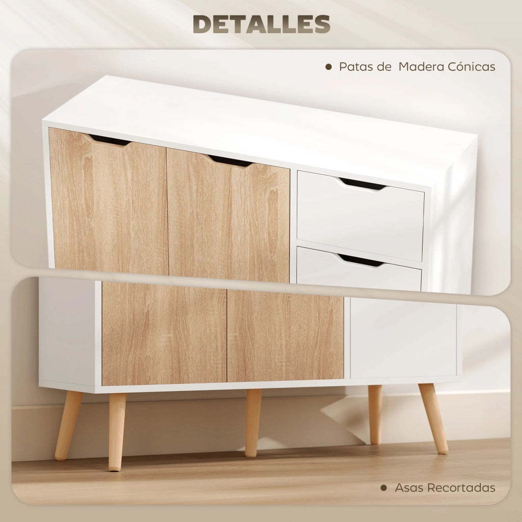 Credenza ¨C zephmum ¨C 90x30x72 cm Bianco e Legno Naturale
