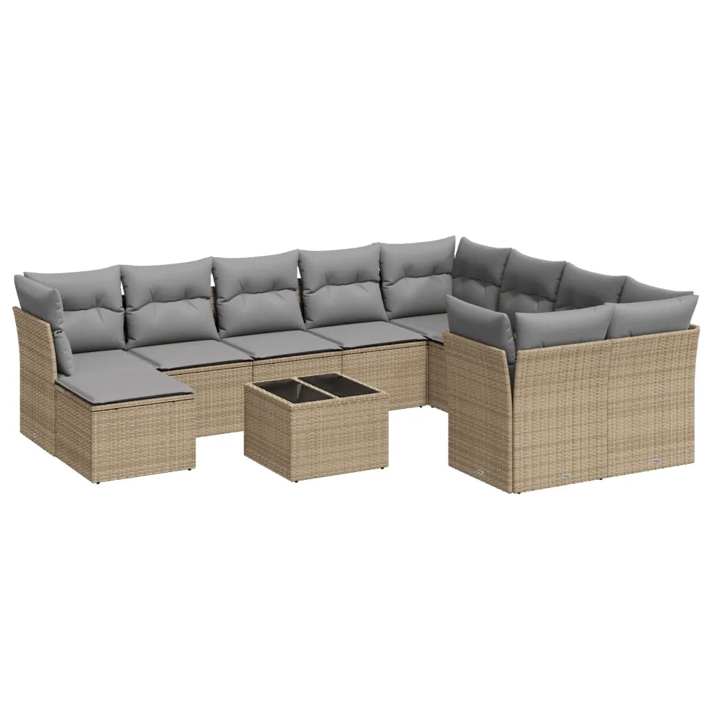 Set Divani da Giardino 11 pz con Cuscini Beige in Polyrattancod mxl 111555