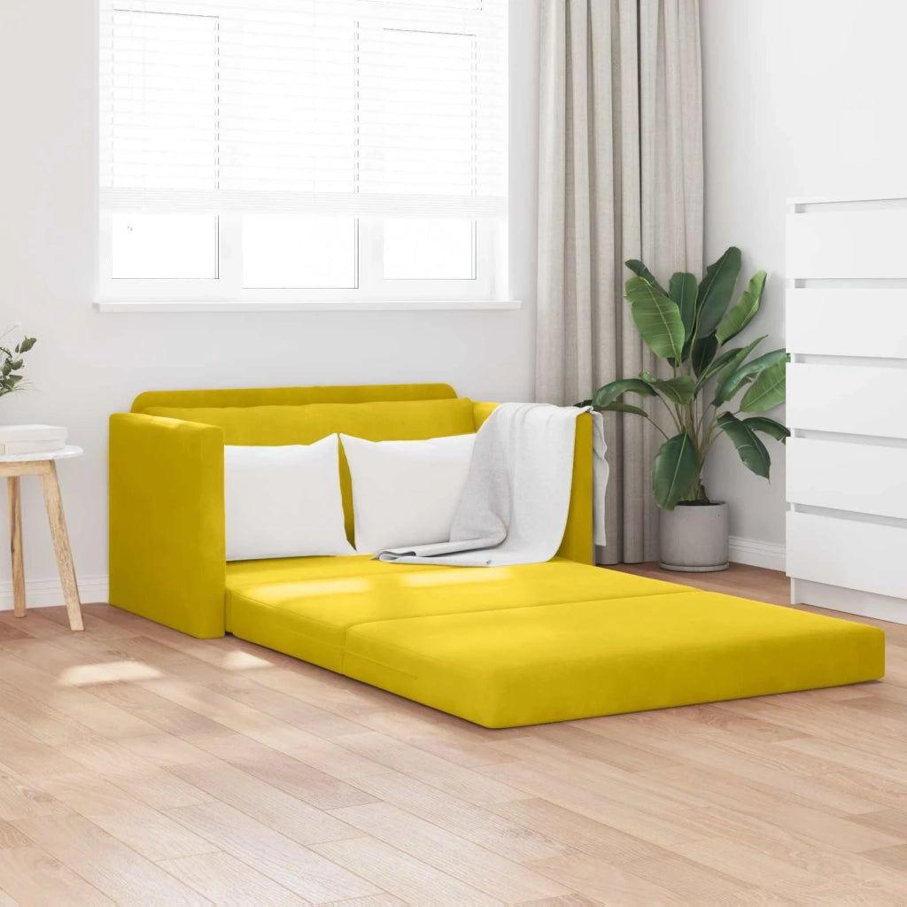 Divano letto | Sof¨¤ letto | Letto singolo Giallo girasole 124 x 71 x 78 cm Velluto