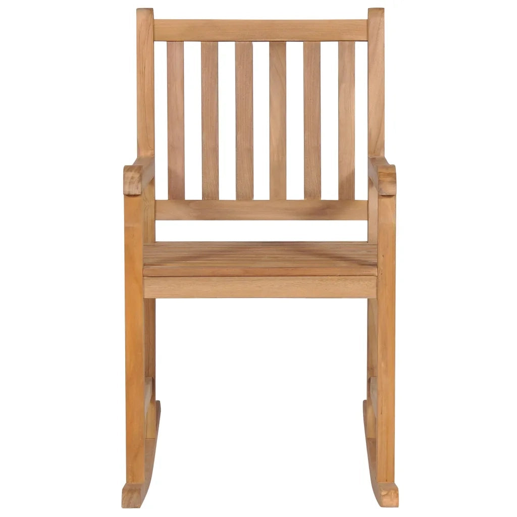 Sedia a Dondolo | Sedia da Giardino | Sedie da Esterno con Cuscino Verde in Legno di Teak