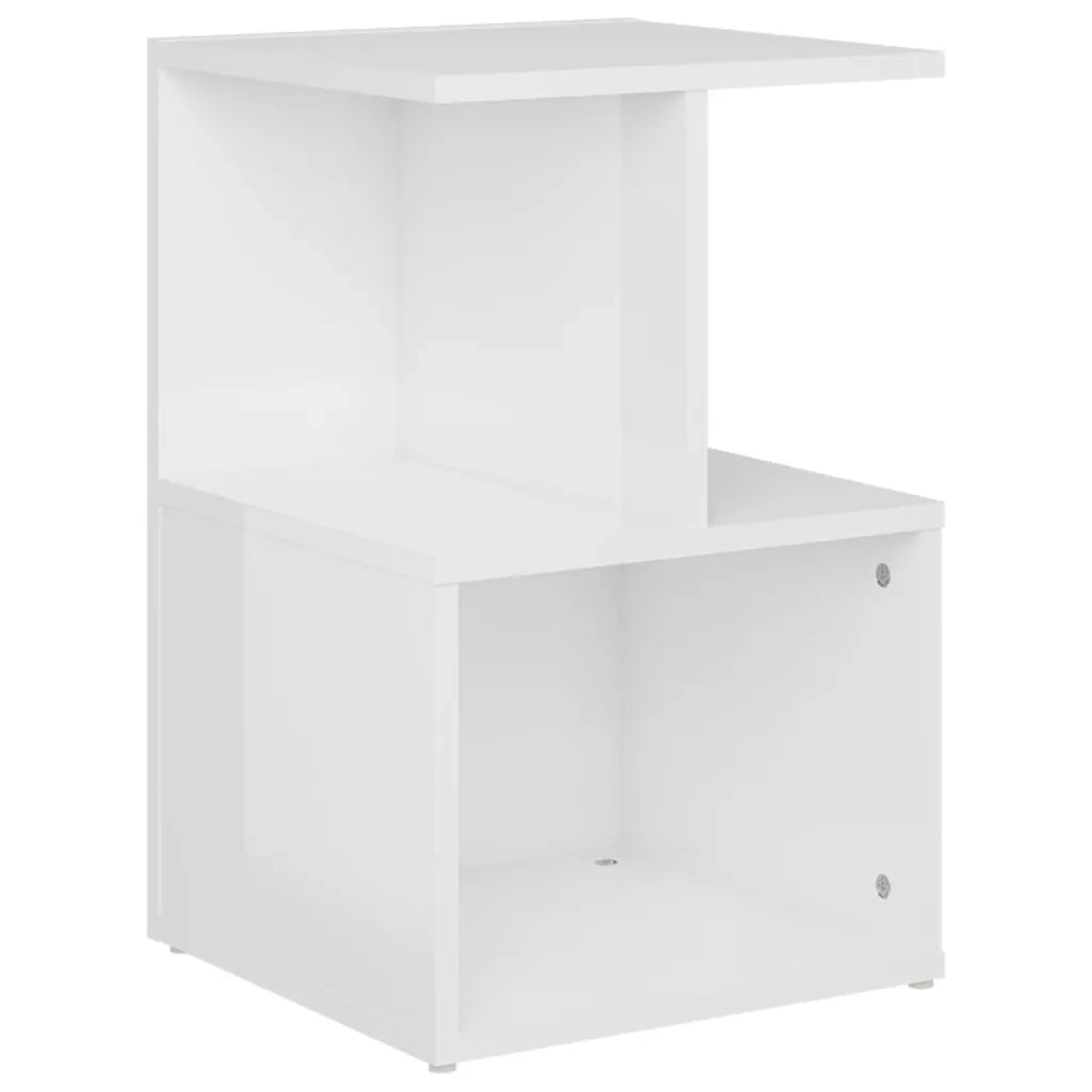 Comodino Bianco Lucido 35x35x55 cm in Legno Multistrato 806358
