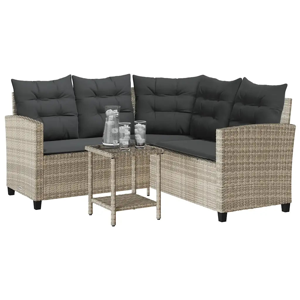 Divano Giardino Tavolo e Cuscini a L Grigio Chiaro Polyrattan 4103877