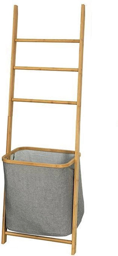 Handdoekenrek a muro con 3 stanghe - Asportabile con sacchetto per lavaggio - In bambù - 44x138x27 cm