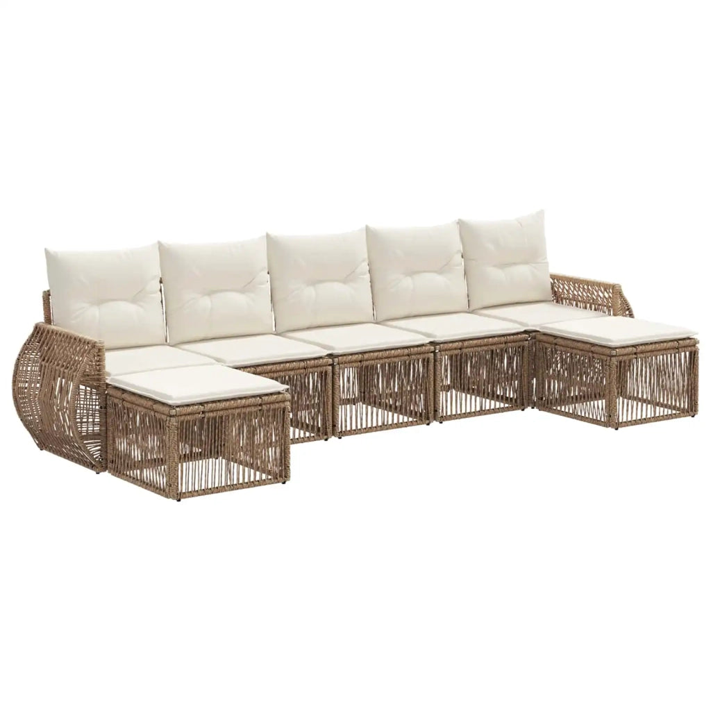 Set Divano da Giardino 7 pcs Beige e Bianco Crema polyrattan 3435504