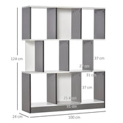 MOBILE LIBRERIA A 8 RIPIANI PER SOGGIORNO E CAMERA DA LETTO, IN LEGNO, 100X24X124 CM, GRIGIO CARBONE