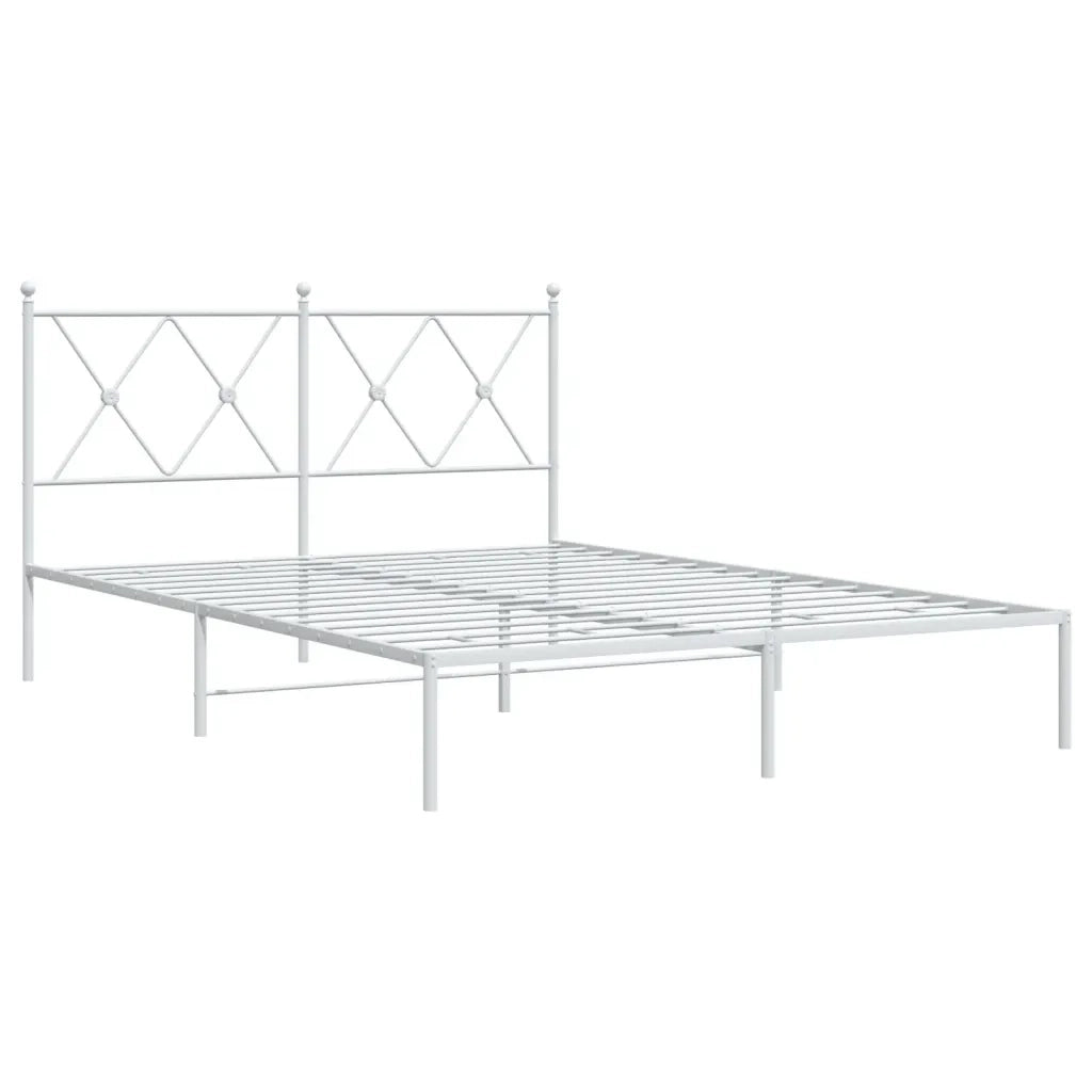 Letto matrimoniale | Letto per adulti | Giroletto con Testiera Metallo Bianco 135x190 cm