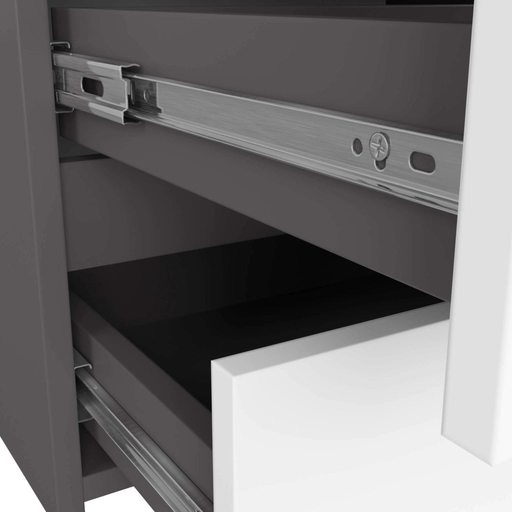Cassettiera CL100 compatta AKORD Grigia Grafite 100 cm 6 cassetti inserto frontale Bianco 100x35x57 cm