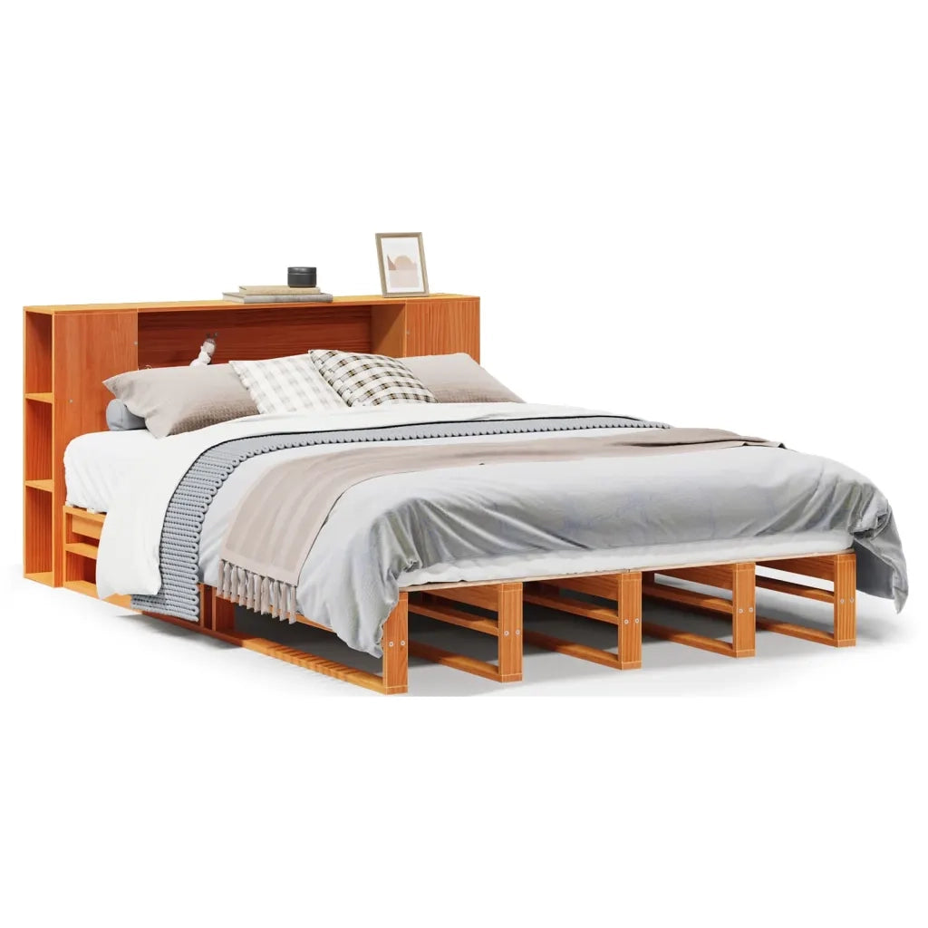 Letto Libreria senza Materasso Marrone Cera 160x200 cm Legno 3323883