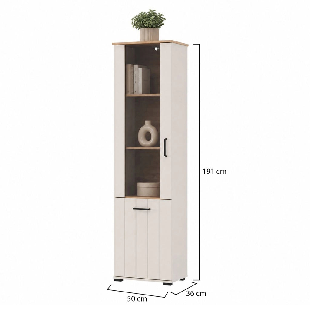 Mobile Espositore Entrac, Vetrina 4 Ripiani, 50x36x191h cm Bianco Crema