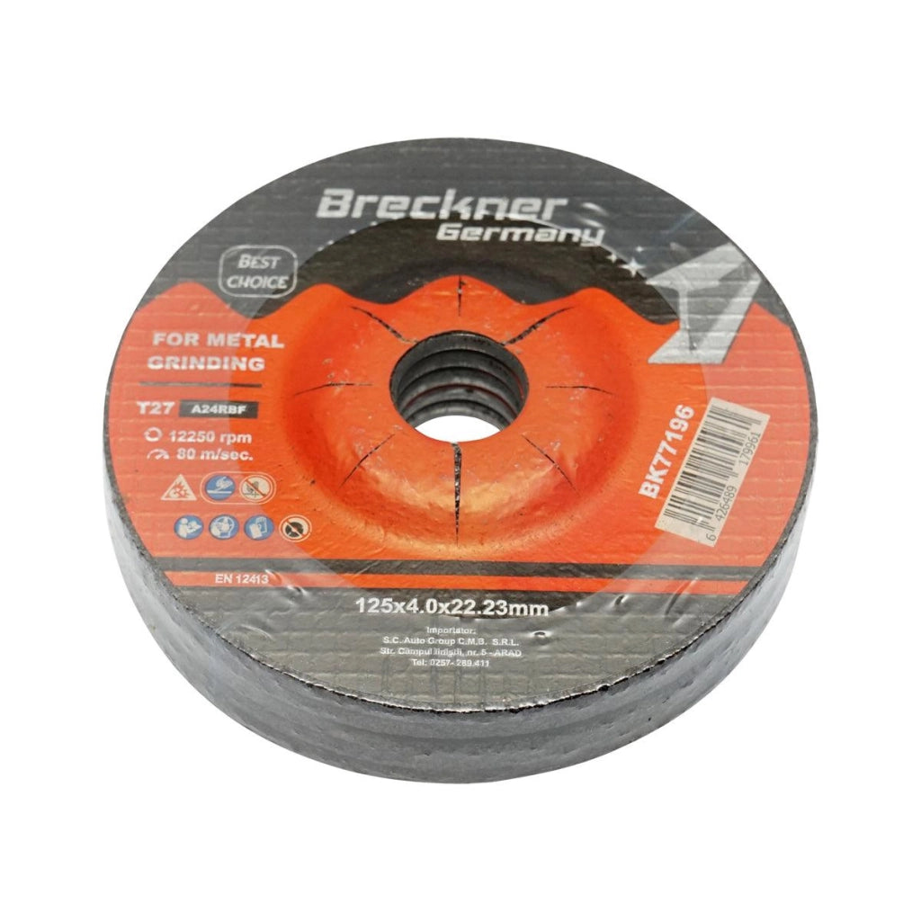 10 Dischi Smerigliatrice T27 125x4x22mm Metallo per Smerigliatrice Angolare Disco per sgrossatura Metallo Disco Flessibili Mola da Sbavo Breckner Germany