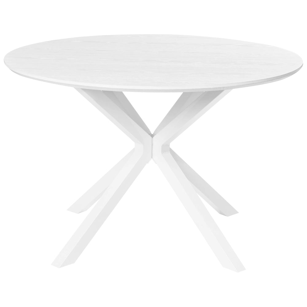 Tavolo da pranzo in MDF bianco con gambe in metallo ø 120 cm Design classico moderno