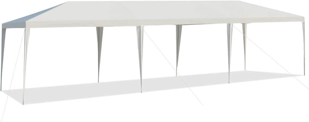 Tenda da Giardino Pieghevole, 3 x 9 m, Impermeabile, Portatile, con Tubi Metallici e Connessione Forte, Gazebo con Corde e Picchetti per Feste, Eventi, Campeggio, Bianco