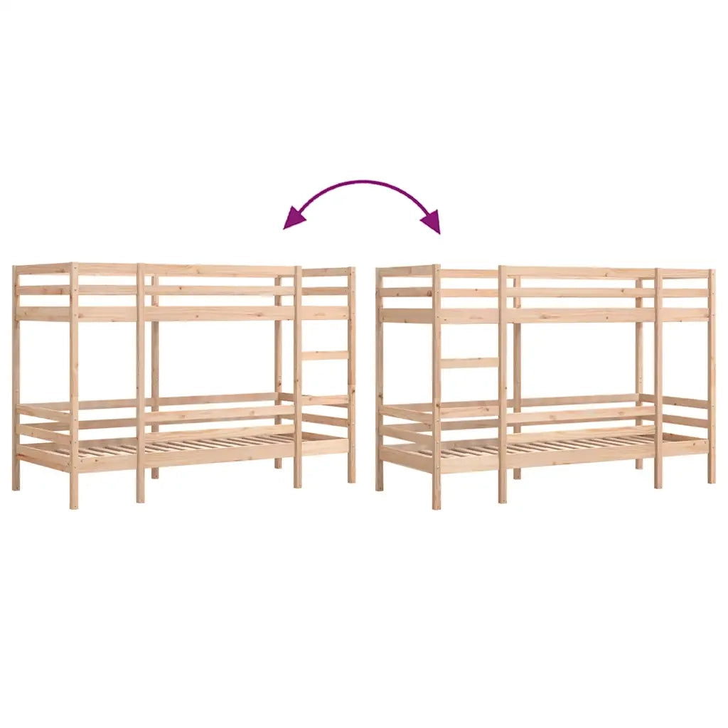 Letto a Castello senza Materasso 90x200cm Massello Pino 3284218