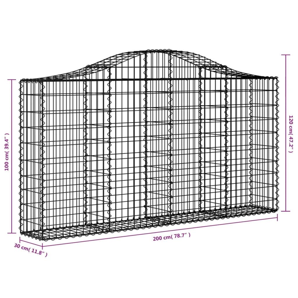 Cesti Gabbioni ad Arco 3 pz 200x30x100/120 cm Ferro Zincato 3145431