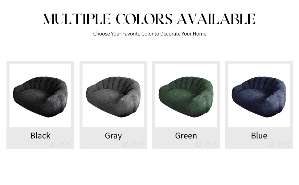 Fauteuil pouf ergonomico in flanella con seduta ampia e design a zampa d'orso per soggiorno camera e lounge verde
