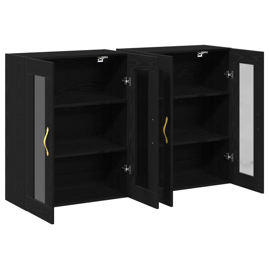 Armadi a Muro 2 pcs Rovere Nero 69,5x34x90 cm Legno Ingegnerizzato