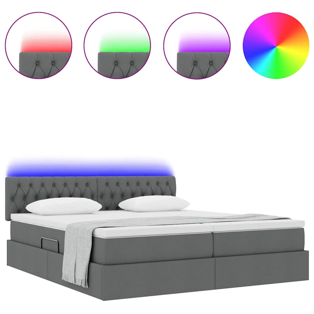 Letto con testiera Grigio scuro 180 x 200 cm Tessuto