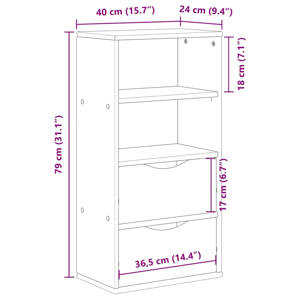 Armadietto Laterale con Cassetti ODDA 40x24x79 cm Legno di Pino 4103593