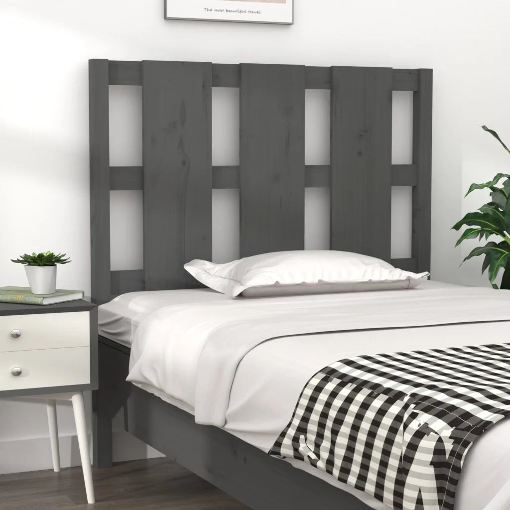Testiera per Letto Grigia 95,5x4x100 cm Legno Massello di Pino 817972