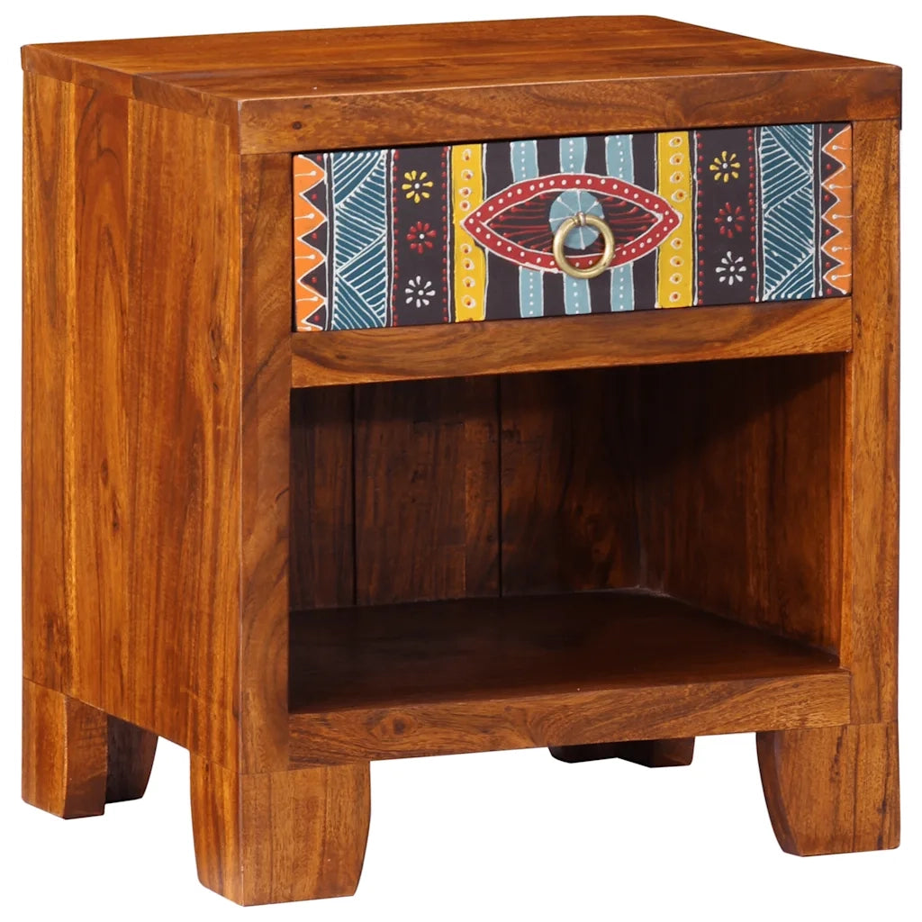 Set di 2 Comodini | Armadio da Notte | Mobiletto da notte 40x35x45 cm in Legno Massello di Acacia