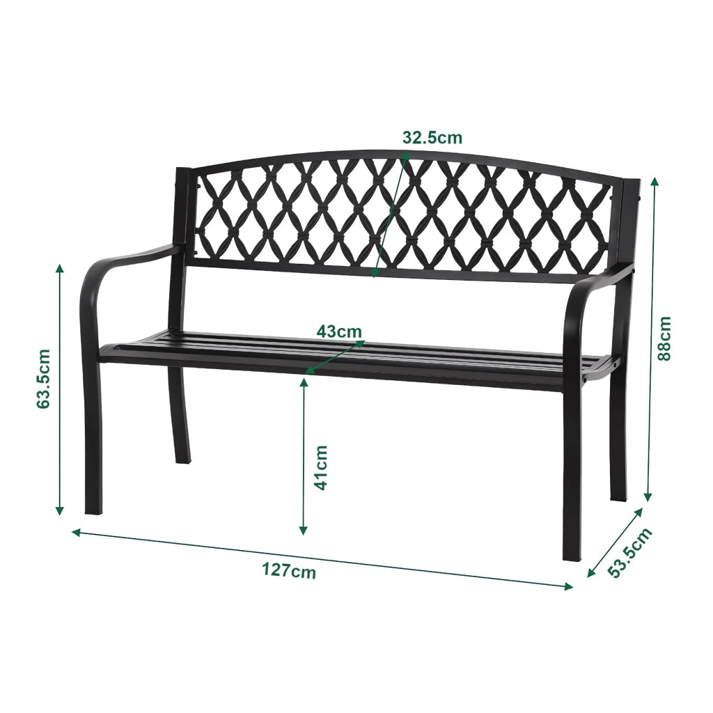 Panca da giardino 127 x 53,5 x 88 cm acciaio bianco 03_0008960