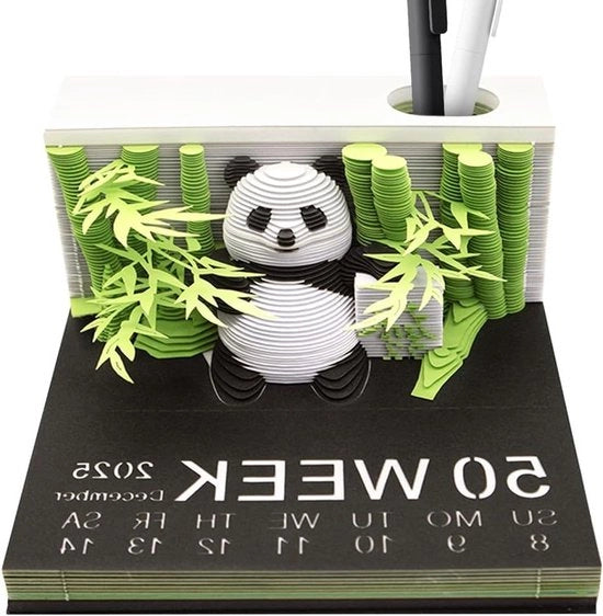 Calendario 2025 - Blocco di Arte 3D - Blocchetto di Note con Forma di Orso - Decorazione per Ufficio con Orologio a Clessidra - Calendario a Strappo - Arte Fatta a Mano con Carta