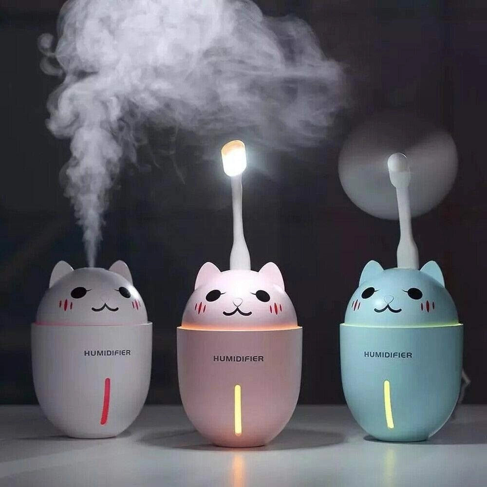 Trade Shop - Umidificatore Usb 3in1 Ultrasuoni Micetto Gatto 320ml Aromaterapia Diffusore -