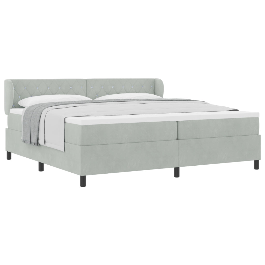 Letto con Rete a Molle e Materasso Grigio Chiaro 200x200 cm Velluto