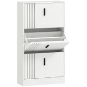 Scarpiera a 3 ante per 18 paia in legno 63 x 24 x 117 cm Bianco