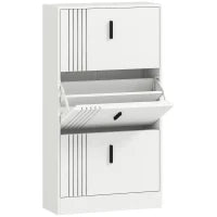 Scarpiera a 3 ante per 18 paia in legno 63 x 24 x 117 cm Bianco