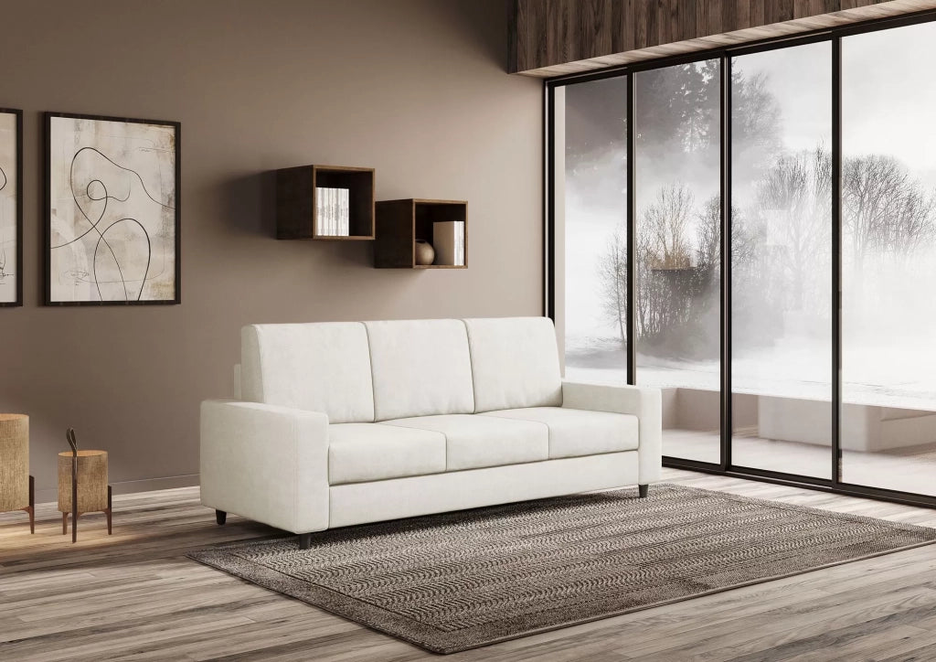 Divano sakar 3 posti (tre sedute da 60cm) misure esterne l.208cm | latte - Mobili 2G