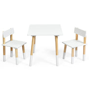 Set tavolo e 2 sedie con gambe in legno di pino per bambini, Set tavolo attivit¨¤ per bambini Bianco