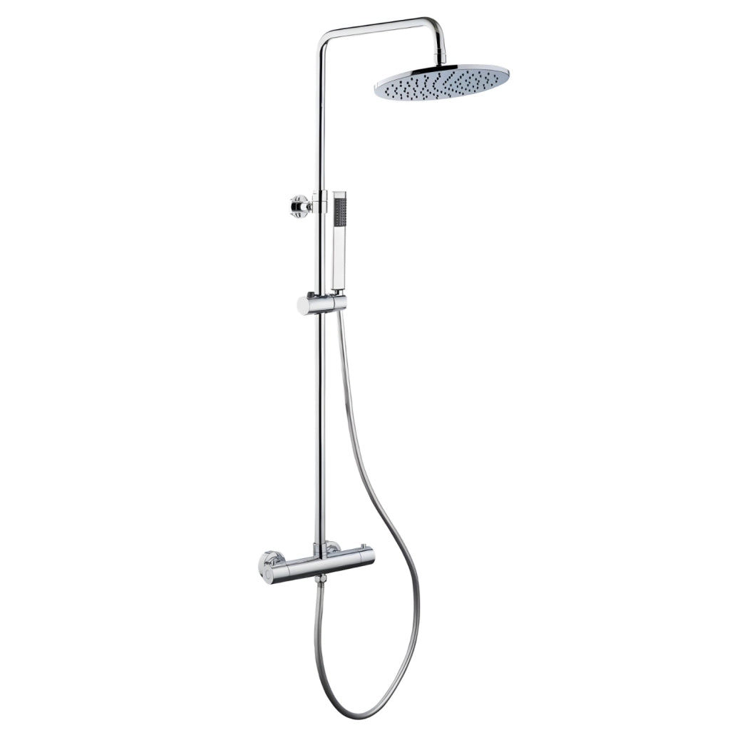 Colonna doccia attrezzata ottone cromato soffione tondo doccetta rubinetto termostatico *** confezione 1