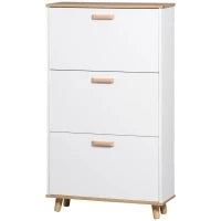 Mobile per Scarpe in Stile Scandinavo con 3 Ante, 70 x 23,5 x 122 cm, Bianco