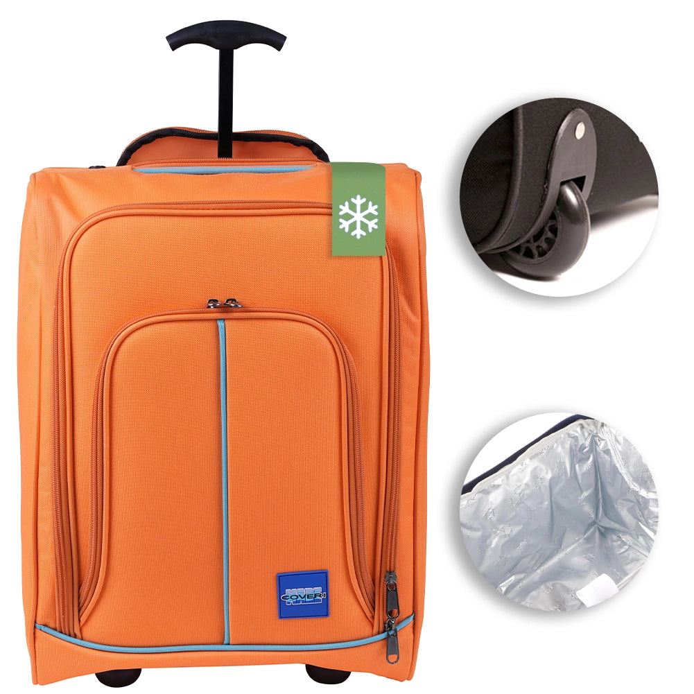 Trolley Frigo da Viaggio Valigia Morbida Bagaglio a Mano Arancione 30x20x50cm