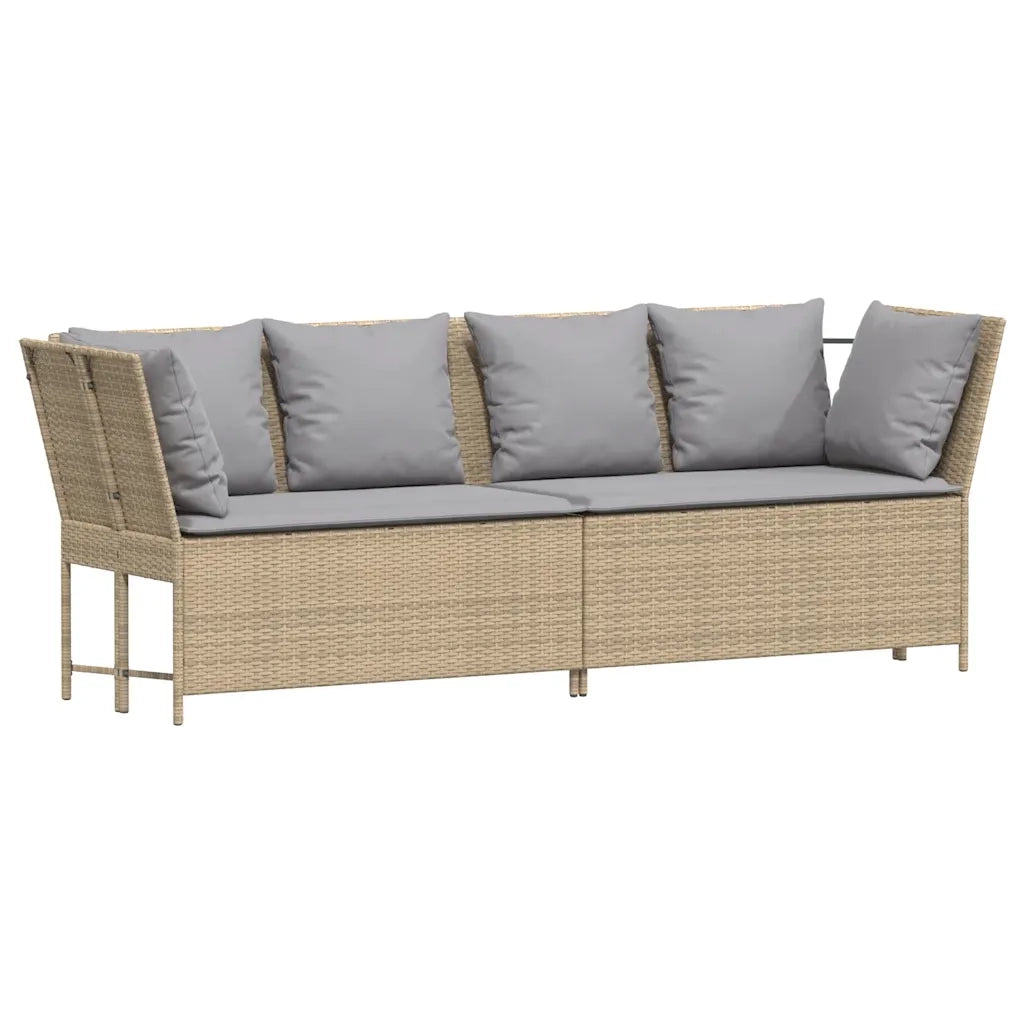 Divano da Giardino con Cuscini-Sofa da Giardino-Divano da esterno in Polyrattan Beige 421061