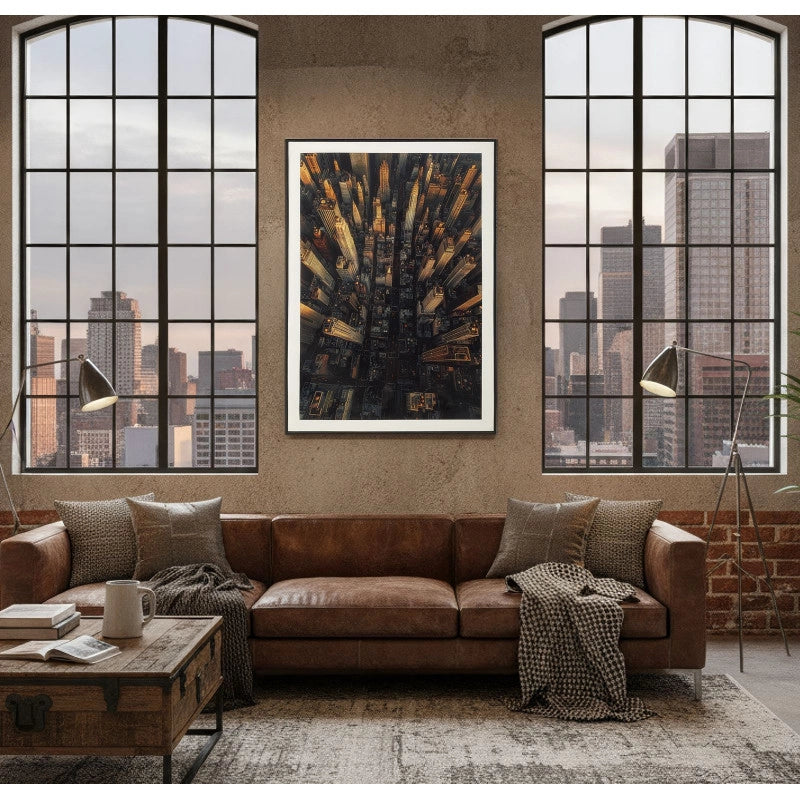 Stampa Su Tela Laccata New York Con Cornice -a- cm 72x4x102