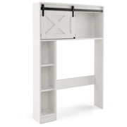 Organizzatore da bagno indipendente con porta scorrevole ripiani di stoccaggio-Armadietto della toilette Bianco