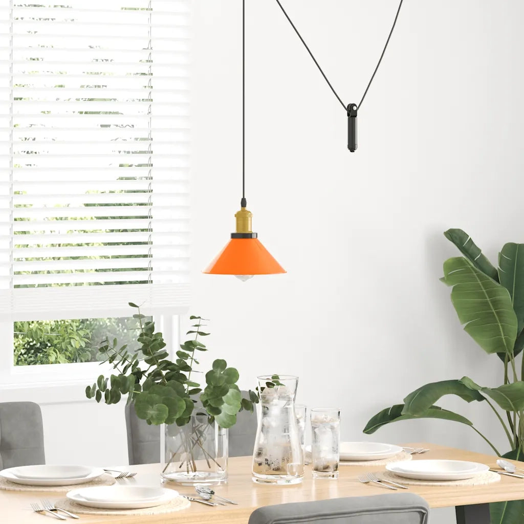 Lampada Sospensione Regolabile E27 Arancio Lucido ?22cm Metallo CFW7483967
