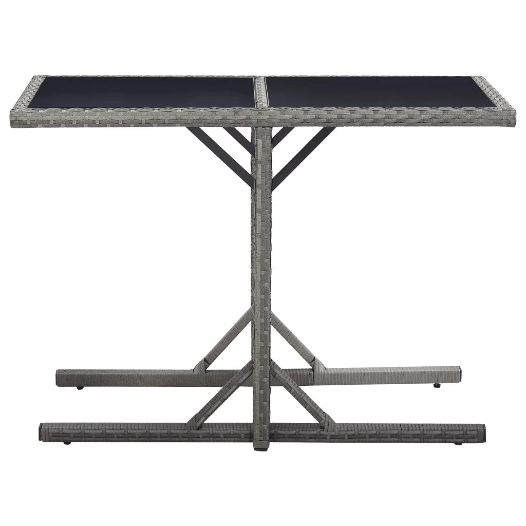Tavolo da Giardino Antracite 110x53x72 cm in Vetro e Polyrattan 46455