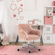 Sedia da ufficio rosa in ecopelliccia, altezza regolabile