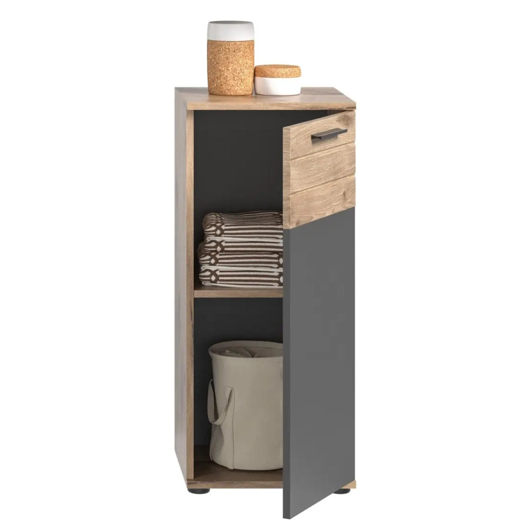 Mobile contenitore 1 porta – Grigio antracite e rovere chiaro – SELMA