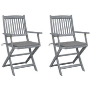 Sedie da Giardino Pieghevoli 2pz con Cuscini in Massello Acacia cod mxl 8141
