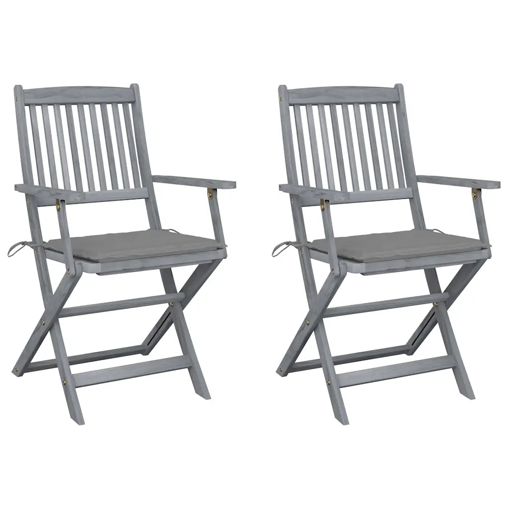 Sedie da Giardino Pieghevoli 2pz con Cuscini in Massello Acacia cod mxl 8141