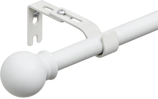 Stang per tenda da camera - Tendina da camera - Bianco opaco - 76-224 cm - Maniglia per tenda metallica con regolazione - Camera da letto - Finitura elegante